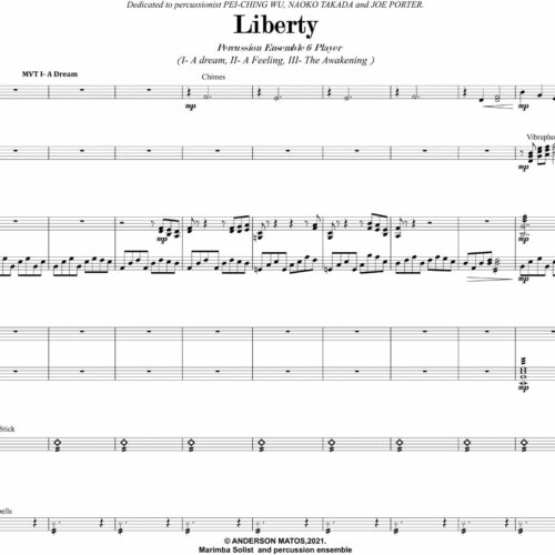 Liberty for Solo Marimba and Ensemble by Anderson Matos (download only)