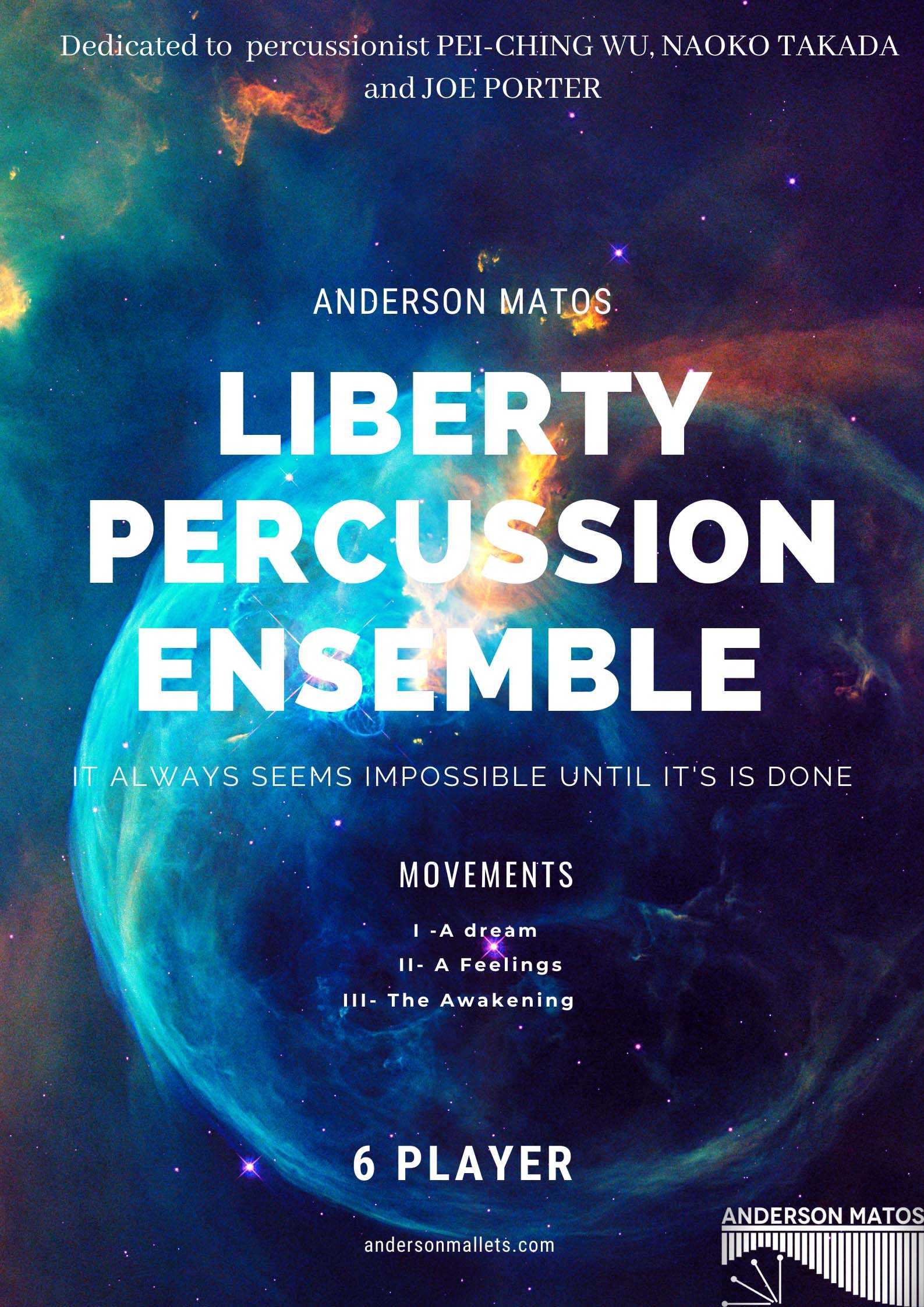 Liberty for Solo Marimba and Ensemble by Anderson Matos (download only)