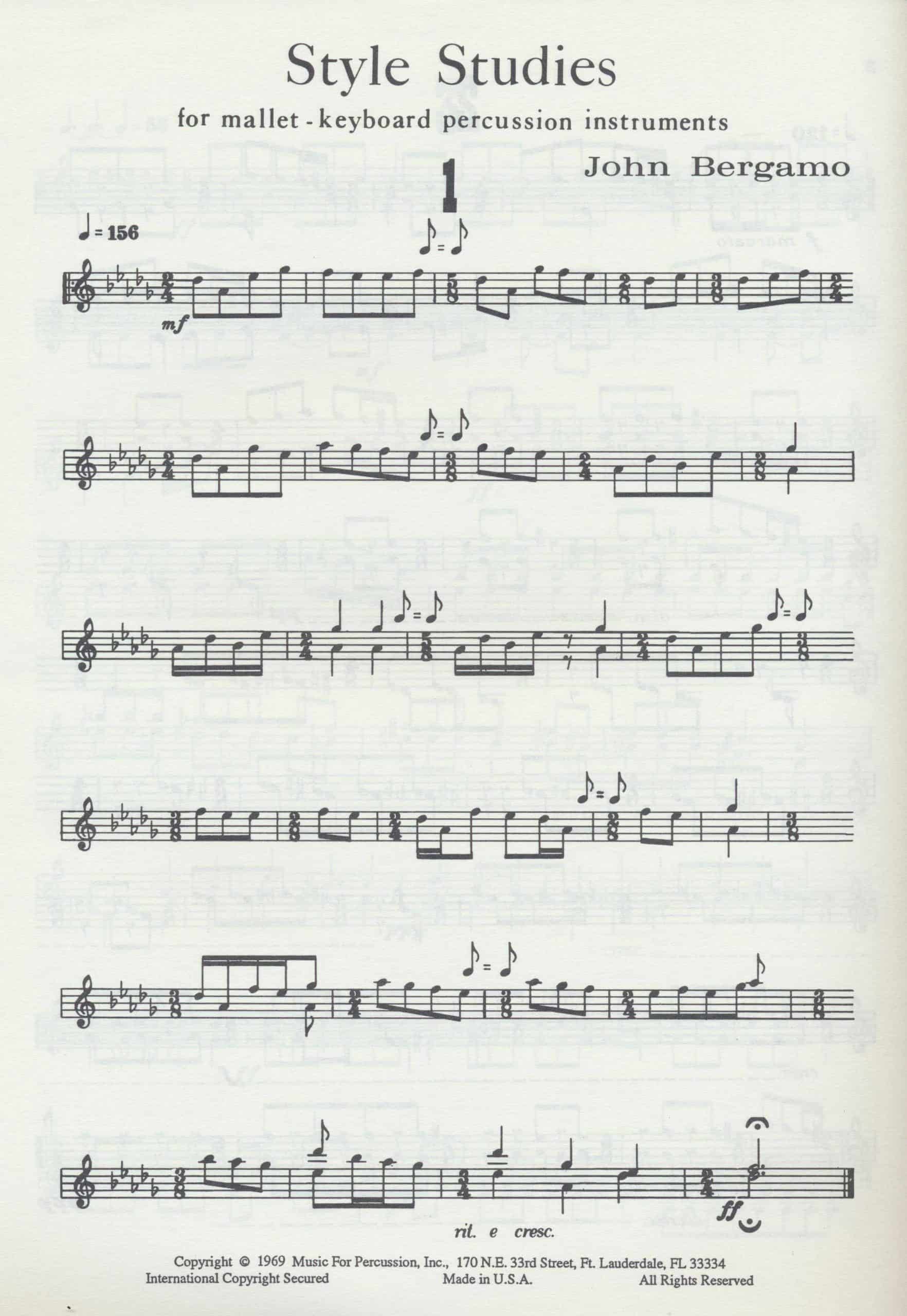 Style Studies For Mallet Keyboard Percussion Instruments by John Bergamo