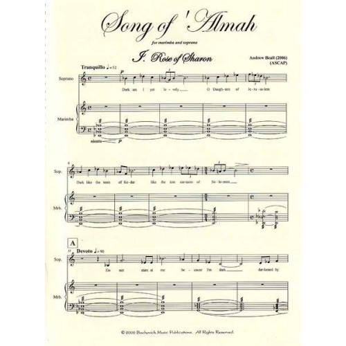 Song of Almah for marimba and soprano by Andrew Beall
