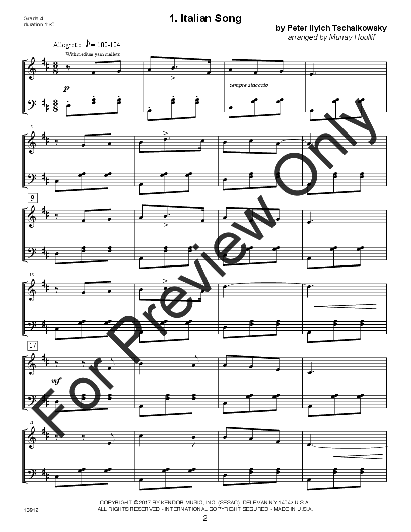 Tschaikowsky For Marimba by Murray Houllif