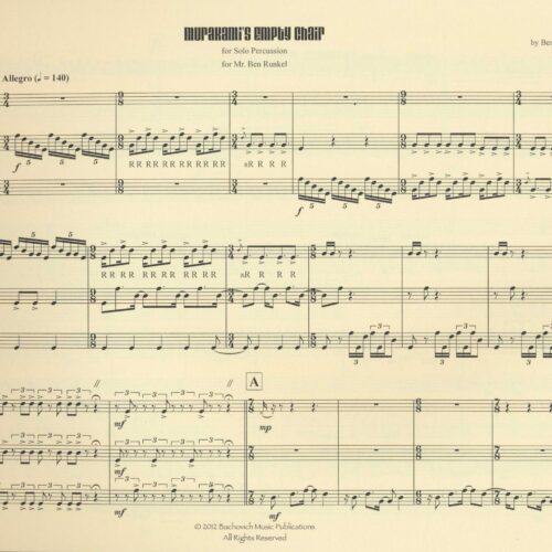 Murakami’s Empty Chair for solo percussion by Ben Wahlund