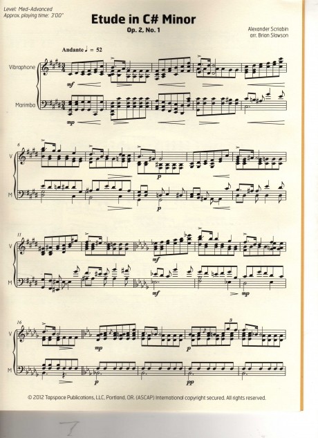 Etude in C sharp Minor op. 2 no. 1 by Scriabin arr. Brian Slawson