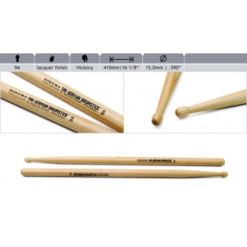 Rohema 9A Classic Series Hickory Drumsticks