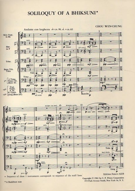 Soliloquy of a Bhiksuni (score and parts)