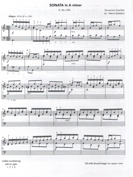 Sonata in A Minor (Allegro) K. 36 L.245 by Scarlatti arr. Mario Gaetano