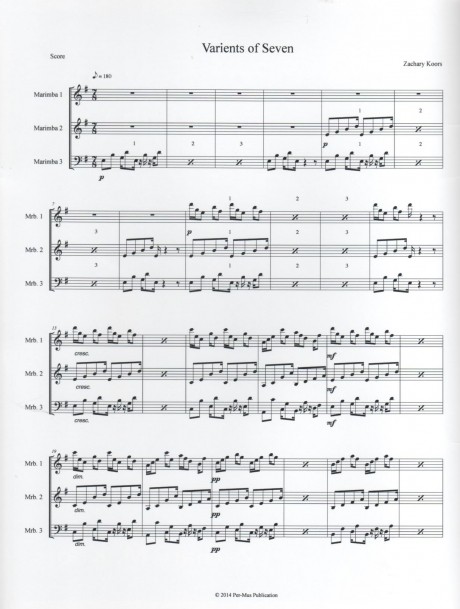 Variants of Seven, a marimba trio by Zachary Koor
