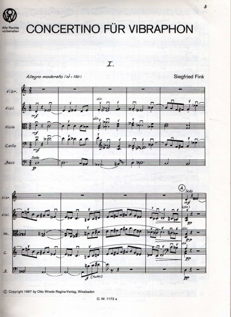 Concertino for Vibraphone and String Orchestra (score)